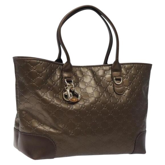 GUCCI GG Canvas Guccissima Heart Bit Tote Bag Leather Brown - Picture 1 of 16